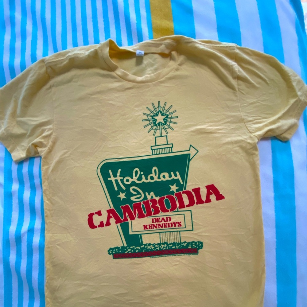 Dead Kennedys Holiday in Cambodia yellow tee
